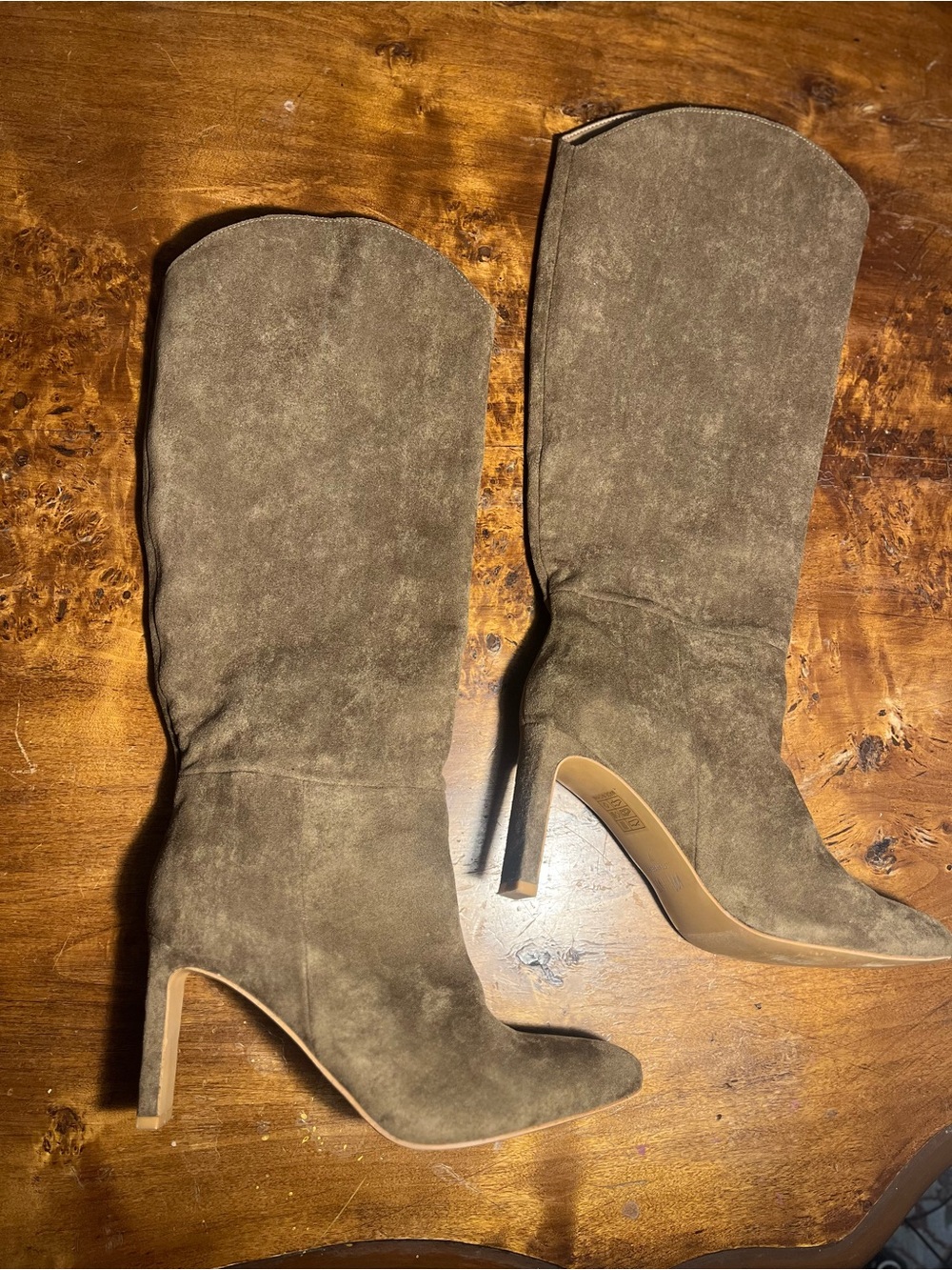 Mi.iM Brown Suede Knee-High Boots High-heeled 3.5"